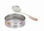 OM PARAS 1 Atta Chalni 5No and 1 Frying Strainer 4No Size for Kitchen & Commercial Use Combo Pack of 2 || 304 Grade Stainless Steel Wire Mesh Atta Channi || Chalni for Sieving Food Grains
