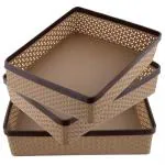 Kuber Industries Coffee Plastic Stationary Office Tray (Set Of 3)