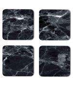 Whats Your Kick Marble Texure Black And White Texure Design Printed Set of 4 Coaster With Metal Stand