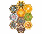 CVANU Beautiful Mandala Pattern Printed Wall Sticker in Hexagon Shape for Wall Decor