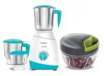 Havells Aspro 500 Watts Mixer Grinder with 3 Stainless Steel Jar with Havells Handy Mini Chopper with 3 Blades (Grey) Combo Pack | Color - White-Light Blue