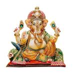 NAYRA HANDICRAFTS Resin Ganesh ji with Chowki Idol | Ganpati for Gift Showpiece for Home Decor Mandir Office Desk Living Room | Stylish Handcrafted Idols for Home Decoration | 26L * 15W * 26H cm