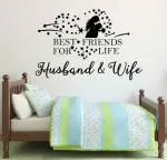 LANSTICK Black Best Friend for Life Husband and Wife Wording Self Adhesive Wall Sticker