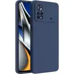 Rakulo For Poco M4 Pro Liquid Silicone with Camera Protection Back Cover Case (Blue)