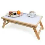 Ekta Product Foldable and Portable White Rectangular Pine Wood Multi-Purpose Laptop Table with Whiteboard (55.9 x 22.9 x 33 cm)