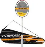 Hundred Black, Red Unstrung Badminton Racquet, 82 G