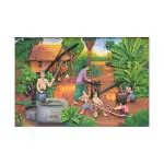 SHASWAT ART Beautiful Traditional Thai culuture Wall Painting Sparkle Coated Self Adhesive Wallpaper Without Frame Digital Reprint 24 inch x 36 inch Painting