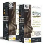 Aequo Organic Damage Free Cream Hair Color Salon Pack 5N Light Brown 120 ml (pack of 2)