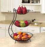 SmartSlide 3 - Tier Fruit And Vegetable Basket For Kitchen - Fruit Basket For Dining Table - Fruit Bowl - Fruit And Vegetable Stand For Kitchen - Counter Top Fruit Rack
