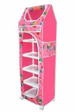 FLIPZON Baby Wardrobe Plastic Multipurpose 6 Shelve (Unbreakable Material) (Pink)