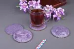 Vatsin Premium Resin Round Coasters Tea, Coffee Coasters for Home & Dining Table, Office, Table Accessories, for Gifting (Set of 4, Purple)