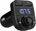 AUSHA X8 Hands Free Wireless Bluetooth FM Transmitter 2.1 A Dual USB Port which Supports TF Card and U Disk Car Charger and Mp3 Music Stereo Adapter Compatible with Android and iOS
