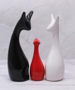 Kraftlik Handicrafts Unique Deer Family Ceramic Showpieces Decorative for Home Decor (Pack of 3, Black, Red, White)
