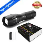 amiciVision Metal LED Flashlight, XHP50 LED Water Resistant Zoomable Torch with 5 Lighting Modes for Camping, Hiking (Without Battery)