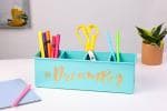 DUDKI Desk Organizer With 4 Compartment Dream Big Office Desk & Study Table Organizer(AQUA)