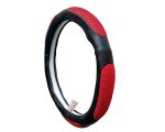 WolkomHome car Steering Cover Leather Steering Wheel Covers Universal 15 inch - Black red