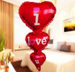 AMFIN 3 Layer Heart I Love You Printed Romantic Aluminum Foil Balloon for Wedding Anniversary , Valentines Day Decorations / Love u Balloons for Valentine , Marriage Party Decoration - Red