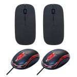 LAZYwindow Optical wired mouse & Wireless Bluetooth Mouse With Dongle And Adjustable DPI (Black)