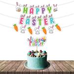 Festiko Happy Easter Party Decorations (23 Pcs), Happy Easter Decorations Multicolor, Spring Themed Party Favors, Easter Day Home Decor Combo Banner, Cake Topper