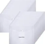 Shining Zon A4, FS, Legal Size Envelope Document Certificates Bag Clear Holder Storage Case Snap Button File Folder Clear Plastic Container for Papers Stationery (Pack Of 45)