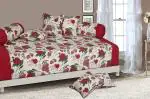 SHADES OF LIFE Dark Pink Floral Cotton Bedsheet, Cushion and Bolster Deewan Cover Set - (60 x 90 inch) (SOL_DEEWANSET_010)