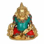 Idol Collections Multicolor Brass Indian Wealth God Kubera Idol