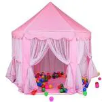 TOYDEPO Kids Indoor and Outdoor Jumbo Castle Play Tent House with 10 Balls, (Pink)