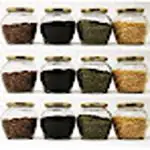 SITOVI Transparent Glass Jar and Container Air Tight Gold Lid for Kitchen 400 ml Pot Glass Mataka Jar with Airtight Metal Lid Pack of (6)