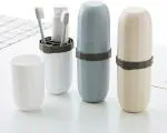 SURKHAMART Capsule Tooth Brush Toothpaste Cup,Toothbrush Case, Bathroom organiser,Storage,Plastic, Multifunctional, Lightweight,Toiletry Supplies, Outdoor Camping, Business Trips, School, Travel, Great for Kids, Adults,for Travel, Hiking,