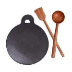 The Indus Valley Non-Stick Black Cast Iron Tawa with Spatula and Spoon 28 cm