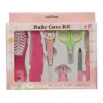 Koochie-Koo Pink Plastic Portable Baby Care Grooming Set, 8 Pcs