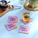 DULI Set of 4 MDF Square Believe in Yourself Printed Coasters 4x4 inch