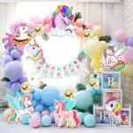 Zyozique Unicorn Birthday Banner Supplies Combo for Unicorn Pastel Balloons , Unicorn Birthday Decorations Unicorn Birthday Party Decorations Combo (Set of 54)