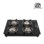 Fabiano 4 Burner Hob Top| High Efficiency Burner| Toughened Glass Manual Gas Stove (4 Burners)
