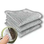 MAXOSHINE Non Scratch Stainless Steel Scrubber for Utensils-Multipurpose Wire Dishwashing Rag Cloth for Kitchen Use and Cleaning Non Stick Pans Ceramic Crockeries Fruits Vegetables (Pack of 3)