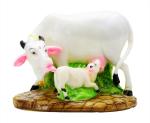 Kesar Zems White Polyresin Kamdhenu Cow With Calf 241418 cm