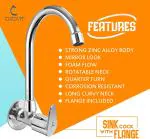 Livefast Silver Stainless Steel Spark Sink Tap With Foam Flow Faucet - Wall Mount Installation Type