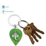StealODeal Silver Green Leaf Ganesha Key Chain