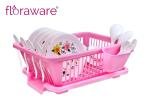 Floraware Pink Plastic 3 in 1 Dish Rack Drainer with Tray 43 x 30 cm