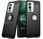 Unistuff Back Case Cover for Lava Storm 5G with Magnetic Kickstand | Premium Matte Finish | Camera Bump Protection | Rubberized Ring Cover - Night Black, 78553