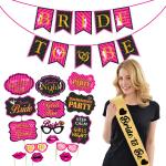 Zyozique Bachelorette Party Decorations Kit - Banner, Photo Booth Props with Sash (Pack of 17)