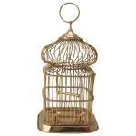 Kalarambh Bharat Haat Yellow Brass Beautiful Bird Cage Handicraft Art 24.13 x 24.13 x 46.99 cm
