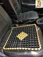 Q1 Beads SBlack Wooden beads acupressure mat car bead seat black color/heating pad/gel pad cover cushion for CAR/Office chair/Home Chair/Sofa/Jhula/Swing/Truck/Bus/Tempo(Small, Black, 1 Pc)