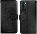 AmericHome Oppo A57 2022, CPH2387 Black Artificial Leather Mobile Flip Cover