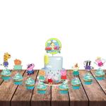Festiko 9 Pcs Peppa Pig Theme Happy Birthday Cake Cupcake Toppers, Peppa Pig Theme 2nd Birthday Supplies, Peppa Pig Theme Cake Decoration Supplies, Peppa Pig Party Decorations