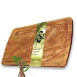 SOSE Neem Wood Chopping Board for Kitchen_Premium Wooden Home Chop Vegetable Cutting | Anti Bacterial Eco-Friendly/Natural Fruits, Meat & Cheese Cutter with Juice Groove pour spout (16Lx10Wx0.5T inch)