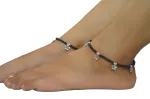 Mewow Trends Sparkling Petals Adjustable Alloy Anklet (Pair of 2)