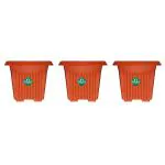 TrustBasket UV Treated Square Plastic Planter (6 inches) - Terracotta Color - Set of 3