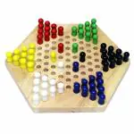 Channapatna Toys Wooden Chinese Checkers Hexagon Board with Wooden Marbles Board Games Superb Family Game Perfect Adults and Kids Gift Fun Toys 3+ Years (Small Checkers)