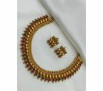 Gyaan Jewels Handmade Gold Plated Copper Earring and Necklace Set Multicolor (Women) Free Size